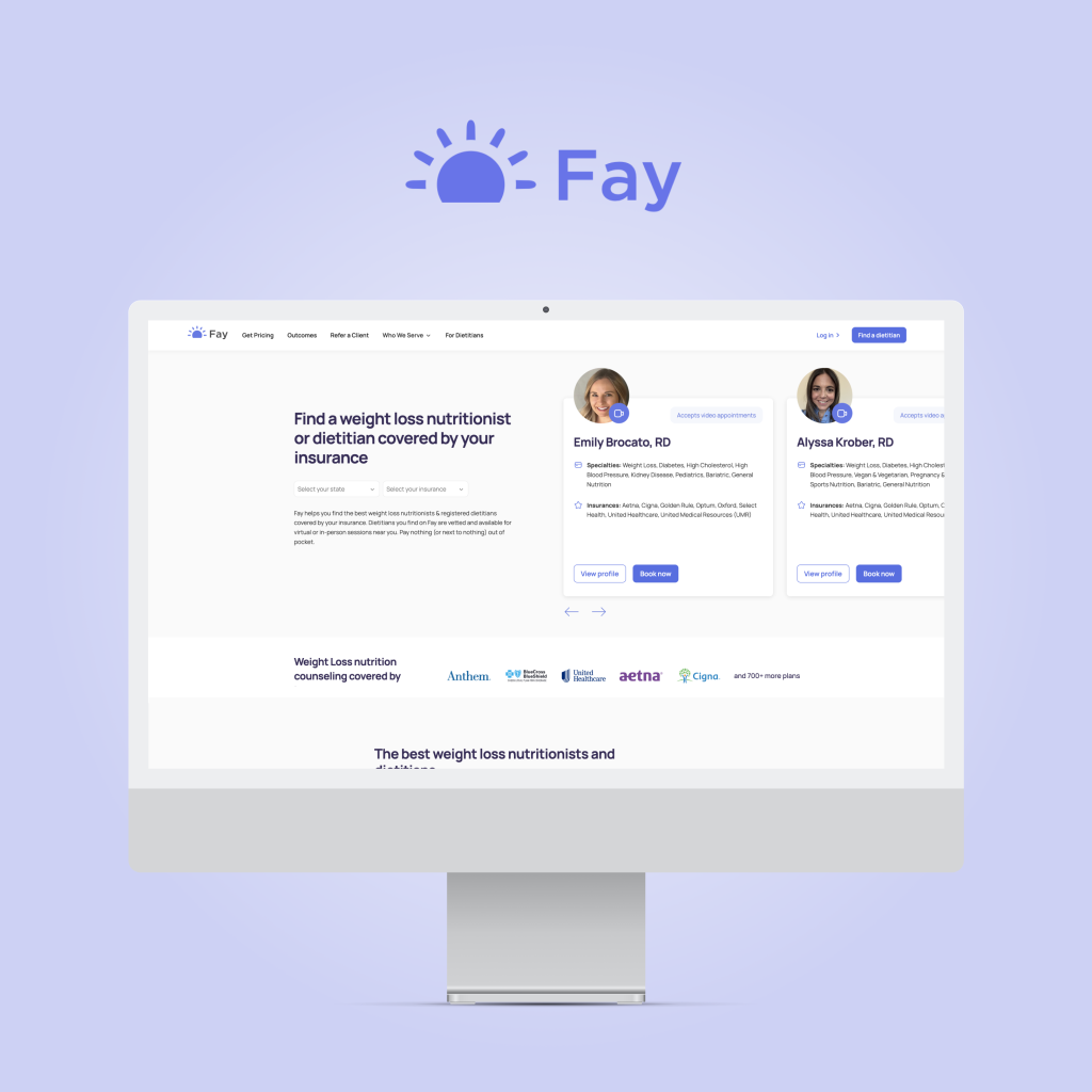 desktop with image of fay's website